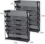 samstar 2 Pack Wall File Organizer, 6-Tier Wall Mount Paper Holder Vertical File Rack, Mesh Metal, for Office Home, Black - Image 2