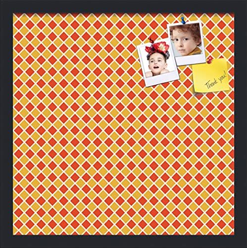 PinPix 17x17 inch Cork Bulletin Board. This Decorative Framed Pin Board Comes with Diamond Pattern in Red and Orange Design and Satin Black. Ideal for Home, Office Decor or School (PinPix-331) by PinPixBulletinBoards