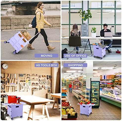 FELICON SELORSS Folding Utility Cart Portable Rolling Crate Handcart-Purple - Image 6
