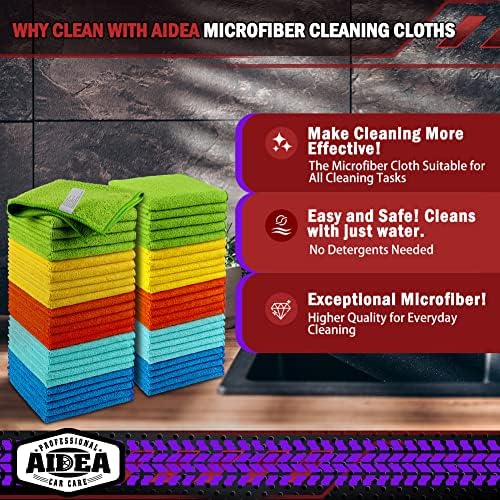 AIDEA Microfiber Cleaning Cloth-400PK, Microfiber Towels for Cars,12×12" - Image 2