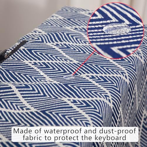 Waterproof Keyboard Cover - Soft Thick & Durable - Geometric Pattern - Universal Fit for 61/76/88-Key Digital Piano Keyboards - Stylish Home/Studio Protector, Adjustable Side Zippers - Image 5
