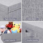 HOONEX Linen Foldable Storage Bins with Lids, 2 Pack, Storage Boxes with Carrying Handles and Sturdy Heavy Cardboard, 16.5" L x 11.8" W x 7.5" H for Shoes, Books, Clothes, Light Grey - Image 5
