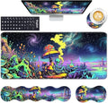 Keyboard Wrist Rest and Mouse Pad with Wrist Support Set Ergonomic Coaster,Memory Foam,Easy Typing Pain Relief,Large XL Desk Mat 31.5"x 11.8",Alien by Psychedelic Mushroom by CICPLKSE