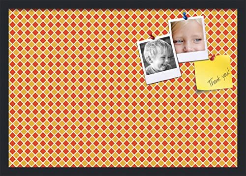 PinPix 26x18 inch Cork Bulletin Board. This Decorative Framed Pin Board Comes with Diamond Pattern in Red and Orange Design and Satin Black. Ideal for Home, Office Decor or School (PinPix-331) by PinPixBulletinBoards