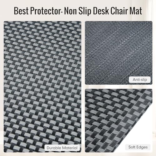Office Chair Mat for Hard Floors,40"x48" Anti-Slip Waterproof Hardwood Floor Chair Mat,Heavy Duty Floor Protector Rolling Chairs for Home Office(Grey) - Image 3