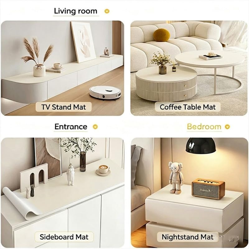 Leather Desk Mat - 45"x19.8" White Office Desk Pad & Table Protector - Image 6