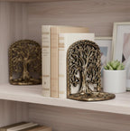 Tree of Life Bookends Set Heavy Duty Metal Book Ends for Shelves | Antique Brass Iron Decorative Bookend Pair for Home, Office, Library or Study | Elegant Vintage Style Book Holder Décor - Image 2