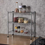 3 Tier Storage Racks Shelving, Heavy Steel Pantry Shelves, Adjustable Wire Shelving Rack, Suitable for Garage, Kitchen, Bathroom, Office, 18" W x 8" D x 18" H, Chrome - Image 2