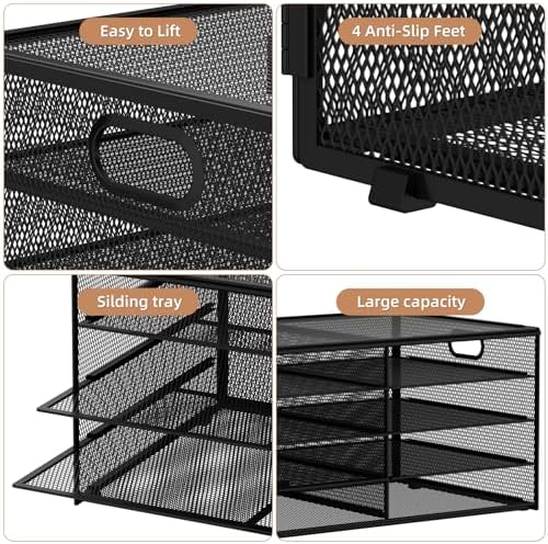 Marbrasse 5 Tier Desktop Literature Organizer, Mesh Paper Organizer Desk Organizers, File Sorter Mail Center Paper Storage Cabinet Classroom Keepers Mailbox for Office Home School, Black - Image 4
