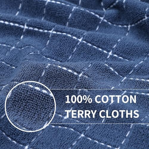 Homaxy Cotton Terry Kitchen Towels and Dishcloths Set of 10, Navy Blue - Image 2