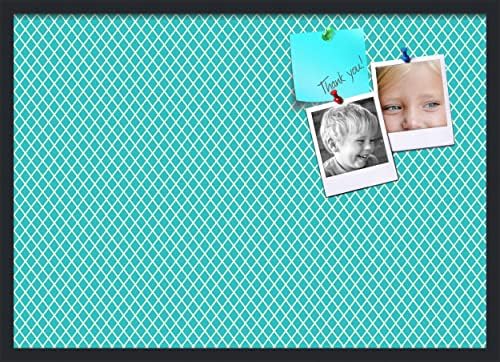 PinPix 34x24 inch Cork Bulletin Board. This Decorative Framed Pin Board Comes with Diamond Pattern in Neon Blue Design and Satin Black. Ideal for Home, Office Decor or School (PinPix-350) by PinPixBulletinBoards