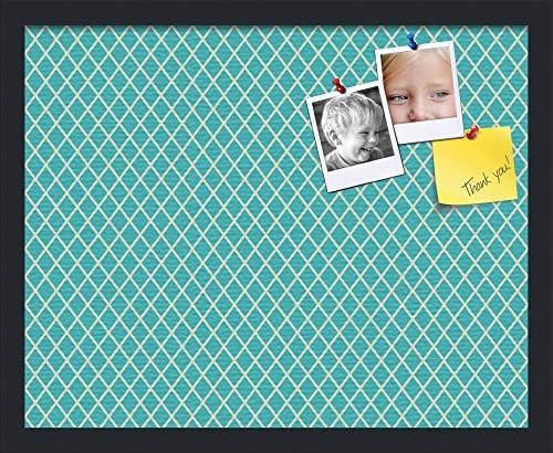 PinPix 20x16 inch Cork Bulletin Board. This Decorative Framed Pin Board Comes with Diamond Pattern in Neon Blue Design and Satin Black. Ideal for Home, Office Decor or School (PinPix-350) by PinPixBulletinBoards