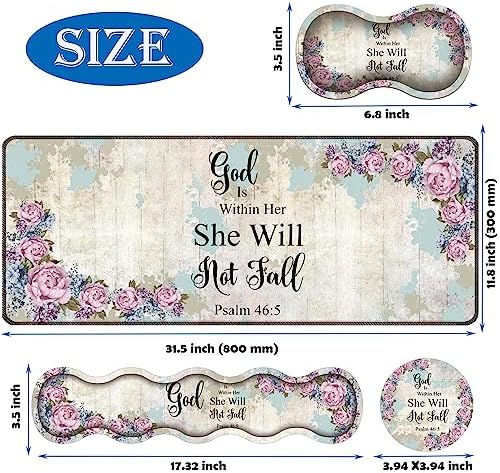 4 in 1 Mouse Pad Combo, Large Gaming Mouse Pad + Keyboard Wrist Support + Mouse Wrist Rest + Coaster, Table Pad with Stitched Edge Memory Foam Ergonomic Wrist Pad Set, Psalm 46:5 Floral - Image 6