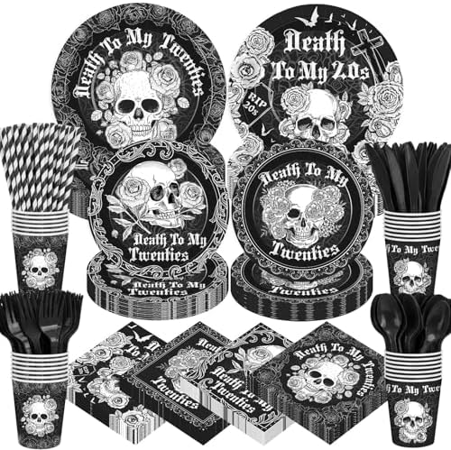 450 Pcs Tableware Set, Serve 50, Black and White, Death to My 20S by Unknown