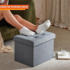 ALASDO Storage Ottoman Footrest Stool Small Ottoman with Storage Foldable Ottomans Foot Rest Footstool Bench for Living Room 17x13x13inches Grey (Pack of 2) - Image 5