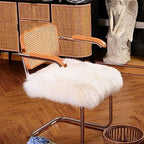 LLB Sheepskin Chair Cushion Non-Slip Back Square Genuine Fur Chair Cover Silky Natural Wool Seat Cushion Pad Soft Area Rugs Carpet for Home Office Restaurant Chair 18x18 Inch (Pack of 1), Ivory White - Image 2