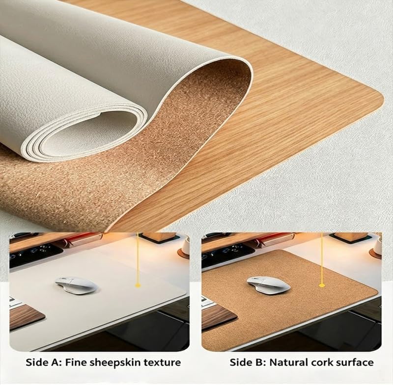27.5"×59" Leather Desk Pad Mat Large Mouse Pad for Office Desk Laptop White - Image 3
