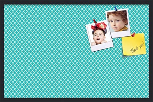 PinPix 34x22 inch Cork Bulletin Board. This Decorative Framed Pin Board Comes with Diamond Pattern in Neon Blue Design and Satin Black. Ideal for Home, Office Decor or School (PinPix-350) by PinPixBulletinBoards