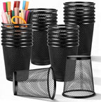 24 Pack Metal Pen Holder, Wire Mesh Pen Cup Pencil Holder Black Metal Pencil Cup for Home Office Desk Pen Holder Supplies by Unknown