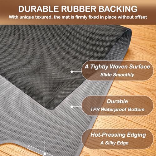 Office Chair Mat for Hardwood Floor, 36" x 48" Non-Slip Office Chair Mat for Rolling Chair, Heavy Duty Textilene Floor Protector for Hardwood Tile, Desk Computer Chair Mat for Home Office, Black - Image 3