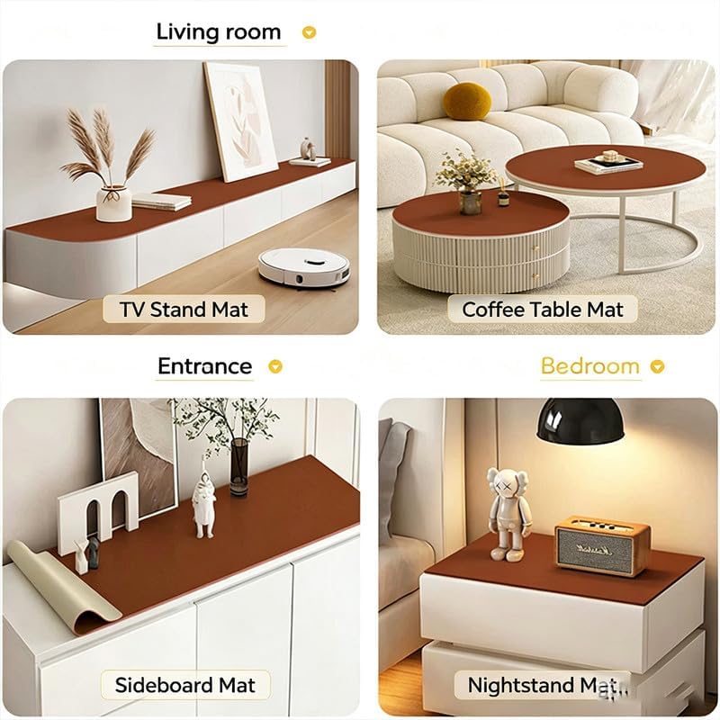 27.5"×51" Leather Desk Mat Large Laptop Mouse Pad for Home Office Orange - Image 6