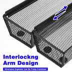 10 Packs Black Mesh Drawer Organizers 9 x 3 x 2 Inches Silverware Mesh Drawer Organizer with Interlocking Arm for Kitchen Drawers for Flatware Knives Spoons Fork Cosmetic Tabletop Storage Tray - Image 3