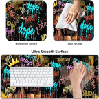 Large Gaming Mouse Pad+ Keyboard Wrist Rest Set, Ergonomics Memory Foam Mouse Mat Wrist Rest Support, Waterproof Extended Mousepad 31.5x11.8in, African American Black Women Graffiti Girl Desk Pad - Image 2
