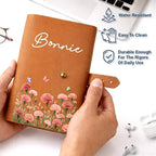 Personalized Leather Cable Bag - Floral Tech Organizer with Custom Name, Travel Cable Storage Pouch for Electronics Accessories, Flight Essentials Ideal for Travelers - Birth Month Flower Watercolor - Image 6