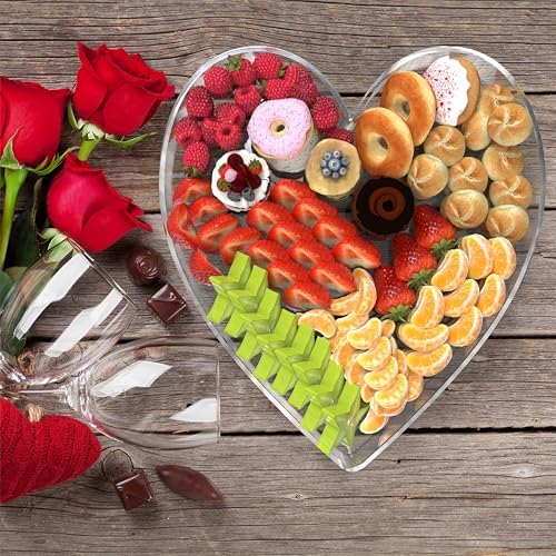 13.8" Acrylic Heart Shaped Charcuterie Board, Heart Plates for Dessert Appetizer Display, Love Serving Tray for Valentines Day Birthday Anniversaries Table Decorations Supplies - Image 6