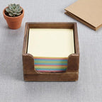 Wooden Sticky Note Holder, 3x3 Inch Cube Note Dispenser, Dark Brown Memo Pad Organizer for Home Office Desk Organization - Image 3
