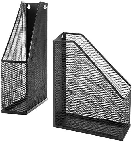 MyGift Black Wire Mesh Document Rack, Magazine & File Holder Set of 2 - Image 6
