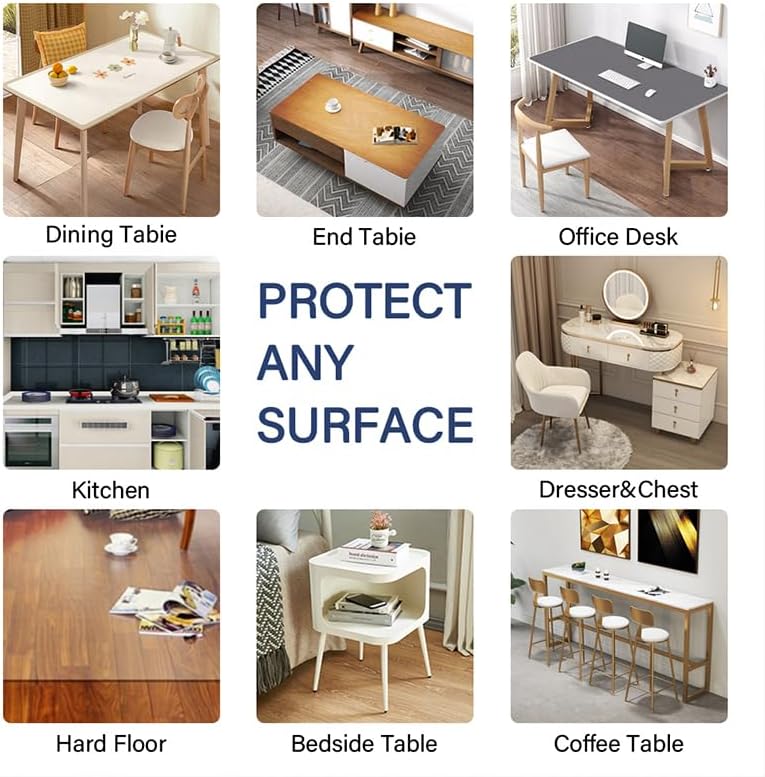 Kasepie Clear Table Protector 40x68 Inch, 2mm Thick PVC Kitchen & Dining Room Cover, Scratch-Resistant Plastic Desk Mat - Image 6