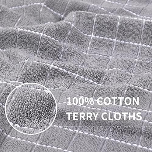 Homaxy Cotton Terry Kitchen Towels and Dishcloths Set of 10, Light Grey - Image 2