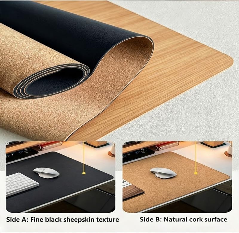 Leather Desk Mat 15.5"×25.5" Waterproof Mouse Pad for Home Office Black - Image 3