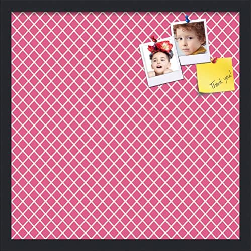 PinPix 20x20 inch Cork Bulletin Board. This Decorative Framed Pin Board Comes with Diamond Pattern in Hot Pink Design and Satin Black. Ideal for Home, Office Decor or School (PinPix-302) by PinPixBulletinBoards