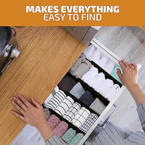 4-Pack Bamboo Drawer Dividers - 12.2 to 17.3 Inches Deep, 2.6 Inches High, Adjustable Expandable Drawer Organizer Dresser Separator for Clothes, Utensils, Kitchen, Bathroom, Office Storage, Black - Image 2