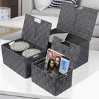 Sorbus Storage Basket with Lid, 3-Piece Woven Set for Shelves (Gray) - Image 2