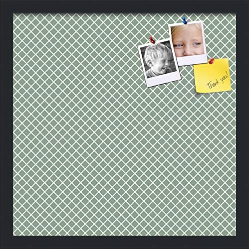 PinPix 17x17 inch Cork Bulletin Board. This Decorative Framed Pin Board Comes with Diamond Pattern in Nile Green Design and Satin Black. Ideal for Home, Office Decor or School (PinPix-380) by PinPixBulletinBoards