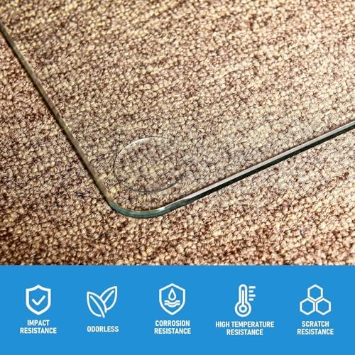 GLSLAND 36" x 46" Office Chair Mat for Carpet, Tempered Glass Floor Mat - Image 6