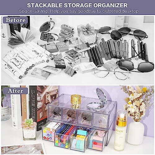 12-Drawer Desk Organizer, 3-Pack Stackable Desktop Storage Box - Image 6