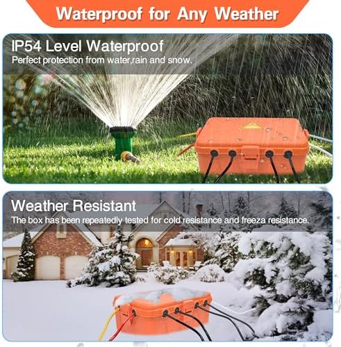 Hrensaw Large Outdoor Electrical Box(12.5x8.5x5inch),IP54 Waterproof Outdoor Outlet Covers,Weatherproof Extension Cord Covers Protect Outlet,Plug,Timer,Power Strip,Holiday Light,Orange - Image 6