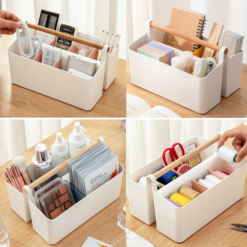 2 Pack Art Caddy Organizer Portable,Marker Box, Large Pen Holder for Desk, Art Supply Storage Bin with Adjustable Dividers for Colored Pencils,Markers,Craft Organizers (Blue Divider) - Image 5