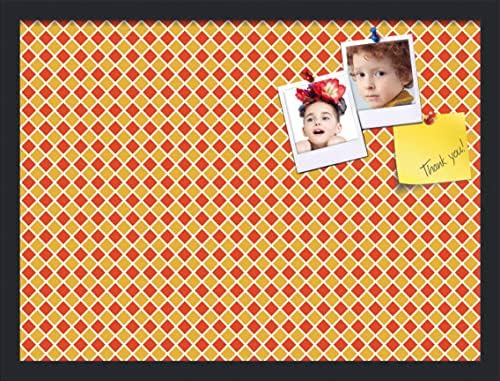 PinPix 23x17 inch Cork Bulletin Board. This Decorative Framed Pin Board Comes with Diamond Pattern in Red and Orange Design and Satin Black. Ideal for Home, Office Decor or School (PinPix-331) by PinPixBulletinBoards
