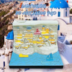 Aegean-Santorini Memo Pad 3D with Light,Kawaii Memo Pad Non-Stick 3D Sticky Notes,3D Art Craft Note Pad Notepad with Pen Holder Silhouette DIY Creative Gift - Image 2