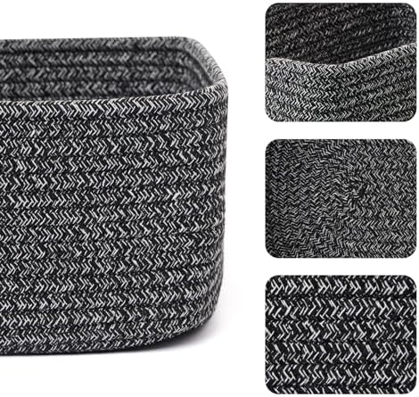 MiniArk Small Storage Baskets for Organizing | Closet Organizer Bins | Shelf Toy Basket | Woven Rope Baskets | Cube Decorative Box | Shallow Basket | 11.5x7.5x4.7” | 4 Packs Dark Gray - Image 2