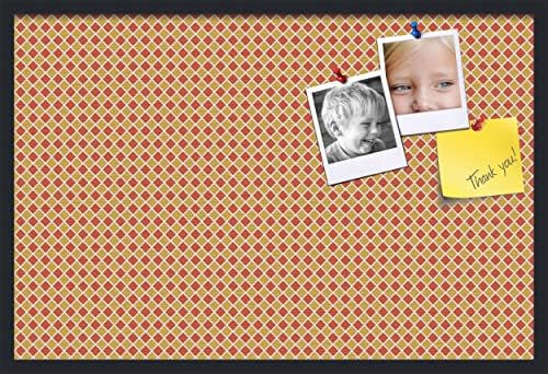 PinPix 36x24 inch Cork Bulletin Board. This Decorative Framed Pin Board Comes with Diamond Pattern in Red and Orange Design and Satin Black. Ideal for Home, Office Decor or School (PinPix-331) by PinPixBulletinBoards