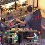 Aheaplus Small L Shaped Desk Gaming Desk with LED Lights & Power Outlets - Image 5
