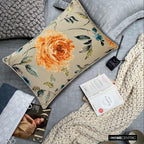 The HomeCentric Decorative Lumbar Pillow Cover Orange Pack of 2, 12"x26" (30x65 cm) Cotton Rose, Sequins, Hand Embrodiery, Printed Pillow Cover for Sofa, Bed, Patio Floral Contemporary - Citrus Rose - Image 4