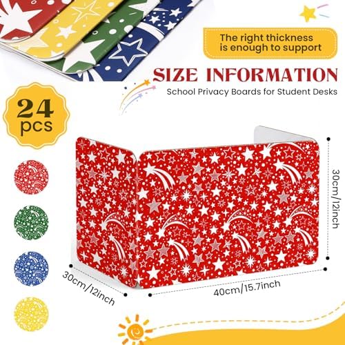 24 Pcs Desk Dividers for Students, Heavy Privacy Boards, Vivid - Image 2