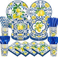 450 Pcs Tableware Set, Serve 50, Blue and Yellow, Capri Lemon by Unknown